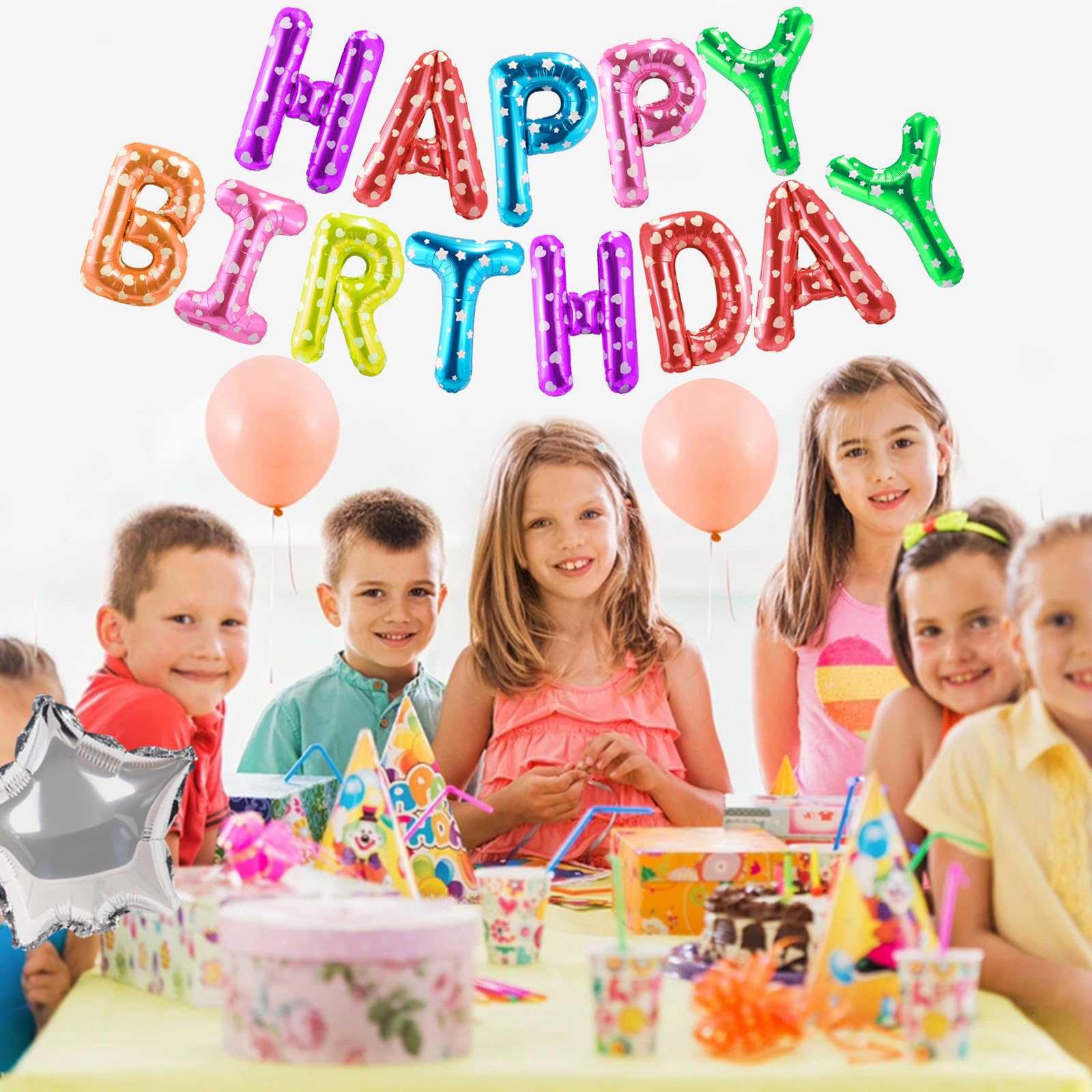 CANREVEL Happy Birthday Banner 13pcs – 16 Inch Mylar Foil Letters, 3D Multi-Color Party Decorations