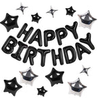 CANREVEL Happy Birthday Banner 13 Letters + 12 Balloons – 16in Black 3D Party Decorations