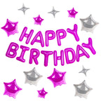 CANREVEL Happy Birthday Banner 13pc, 16in Letters + 12 Star Balloons – Party Decor