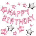 CANREVEL Happy Birthday Banner Set 13 Letters + 12 Pink Balloons – 16in Letters & 18in Star Decor