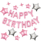 CANREVEL Happy Birthday Banner Set 13 Letters + 12 Pink Balloons – 16in Letters & 18in Star Decor