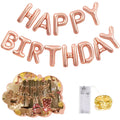 CANREVEL Happy Birthday Banner - 13pc 16-inch Rose Gold Foil Letters with LED Lights