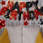 CANREVEL Happy Birthday Banner 13pcs 16 Inch Mylar Foil Letters with LED Lights – Black & Red Party Decor