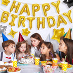 CANREVEL Happy Birthday Banner 16 Inch Gold 13-Piece Mylar Letters Sign – Party Decor