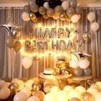 CANREVEL Happy Birthday Banner 13pcs – 16 inch Mylar Foil Letters with LED Lights (3D Silver)