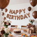 CANREVEL Happy Birthday Banner 13pc 16-Inch Chocolate Foil Letters – 3D Party Decor