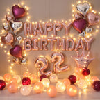 CANREVEL Happy Birthday Banner - 13pc 16-inch Rose Gold Foil Letters with LED Lights