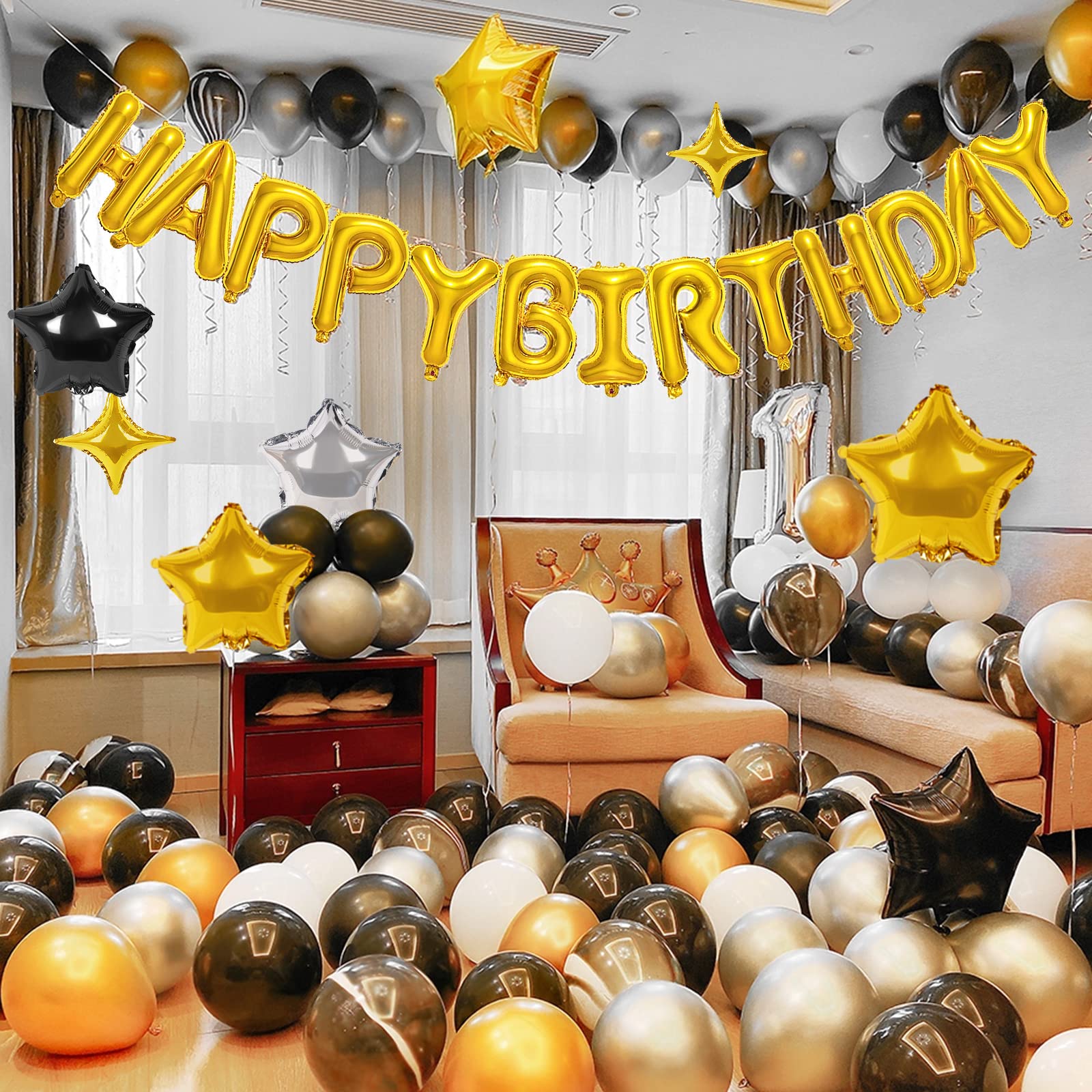 CANREVEL Happy Birthday Banner 16 Inch Gold 13-Piece Mylar Letters Sign – Party Decor