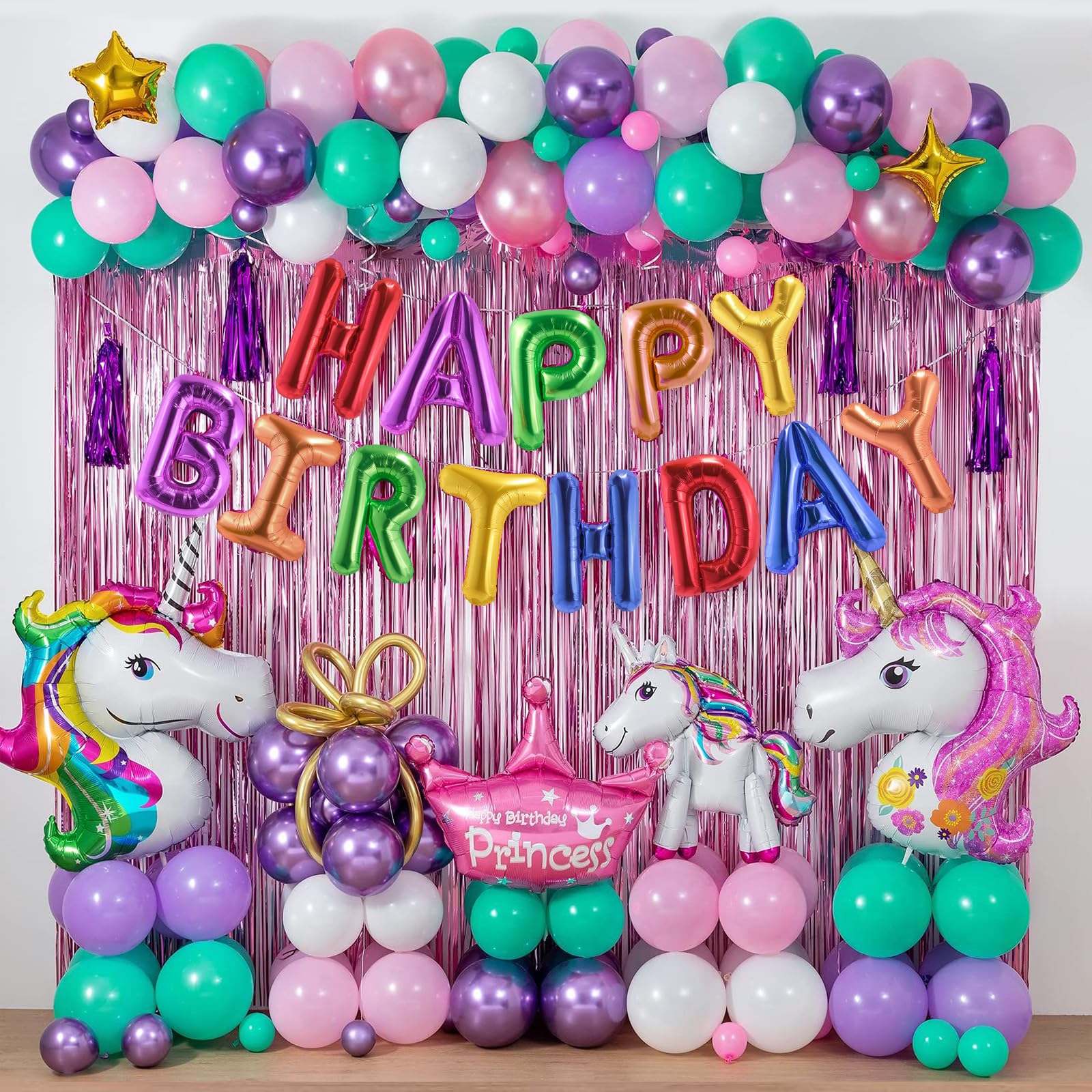 CANREVEL Happy Birthday Banner – 13 Pcs, 16-Inch Rainbow Mylar Letters, Birthday Party Decor