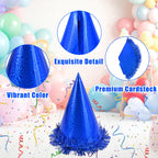 CANREVEL 12-Piece Holographic Party Hats for Adults – Cone Hats with Tinsel for Birthday Celebrations