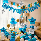 CANREVEL Happy Birthday Banner 13 Letters + 12 Balloons - 16in Mylar Birthday Decor