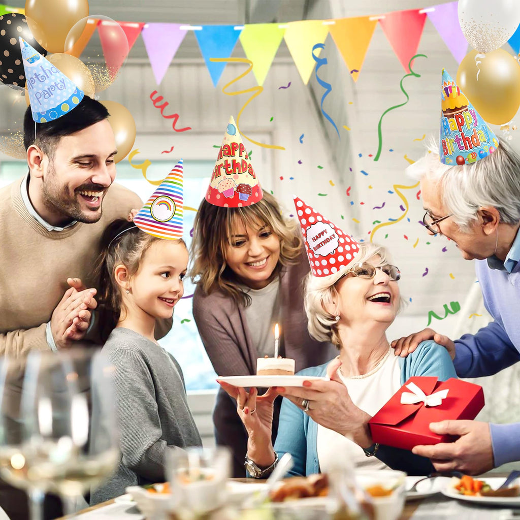 CANREVEL 12 PCS Party Hats for Adults | Cone Hat Set in 12 Designs