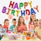CANREVEL Happy Birthday Banner – 13 Pcs, 16-Inch Rainbow Mylar Letters, Birthday Party Decor