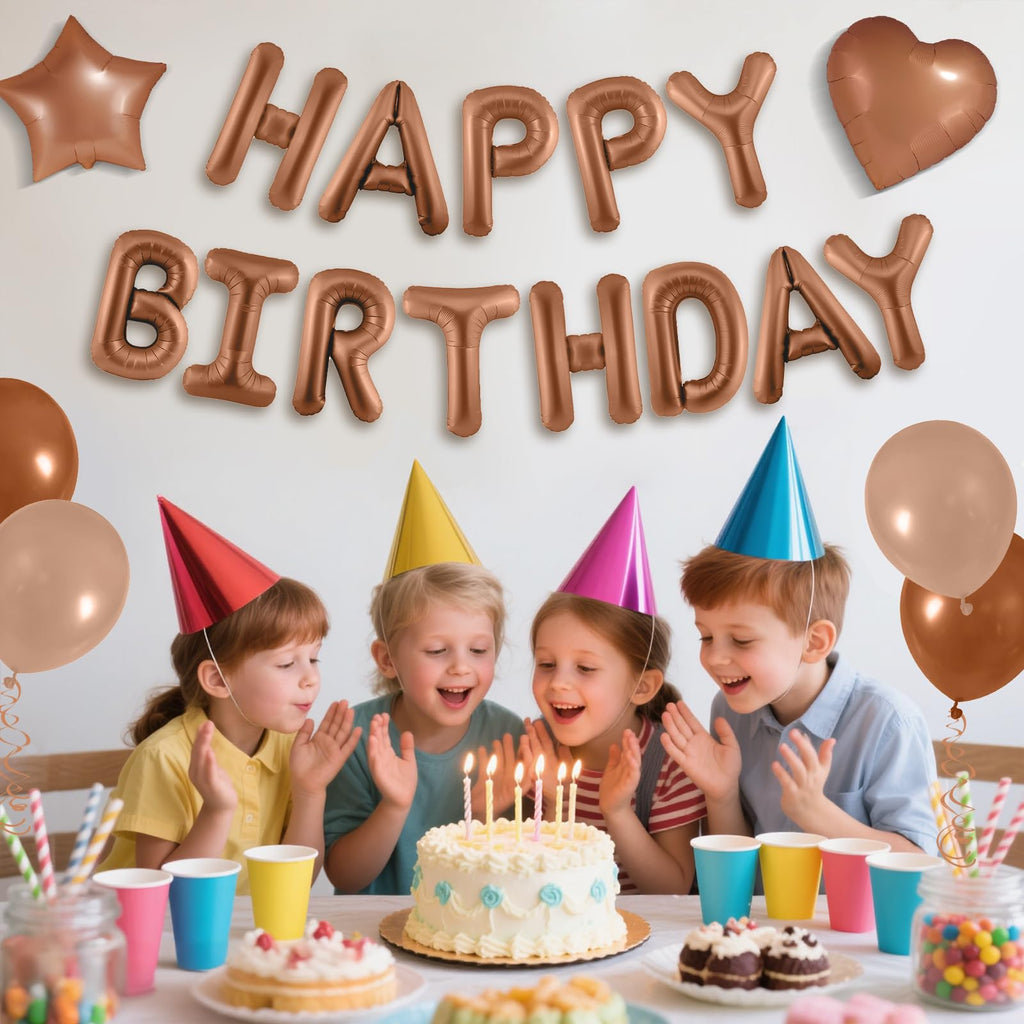 CANREVEL Happy Birthday Banner 13pc 16-Inch Chocolate Foil Letters – 3D Party Decor