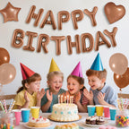 CANREVEL Happy Birthday Banner 13pc 16-Inch Chocolate Foil Letters – 3D Party Decor