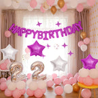 CANREVEL Happy Birthday Banner 13pc, 16in Letters + 12 Star Balloons – Party Decor