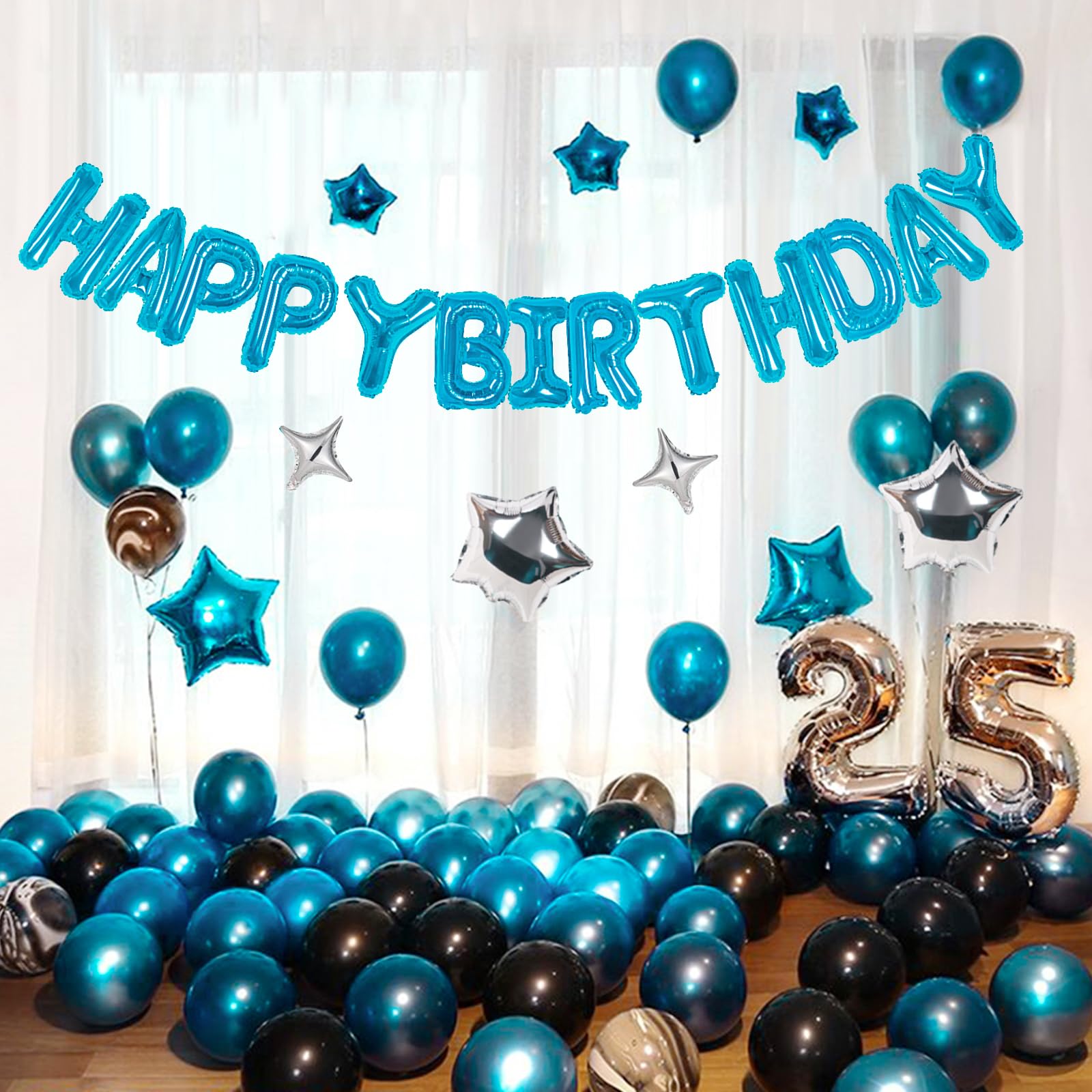 CANREVEL Happy Birthday Banner 13 Letters + 12 Balloons - 16in Mylar Birthday Decor