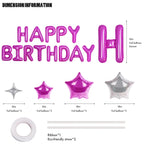 CANREVEL Happy Birthday Banner 13pc, 16in Letters + 12 Star Balloons – Party Decor