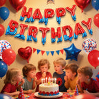 CANREVEL Happy Birthday Banner 13pc - 16-Inch Mylar Letters | Spider Theme Party Decor