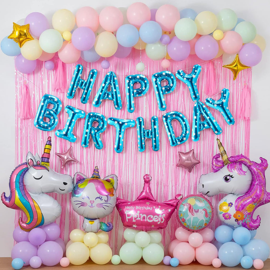 CANREVEL Happy Birthday Banner - 13 Pcs 16-Inch Foil Letter Balloons with 3D Blue Star