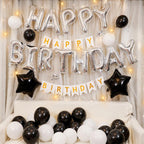 CANREVEL Happy Birthday Banner 13pcs – 16 inch Mylar Foil Letters with LED Lights (3D Silver)
