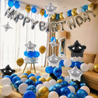 CANREVEL Happy Birthday Banner 13pc 16in Silver Foil Letters – Party Decor