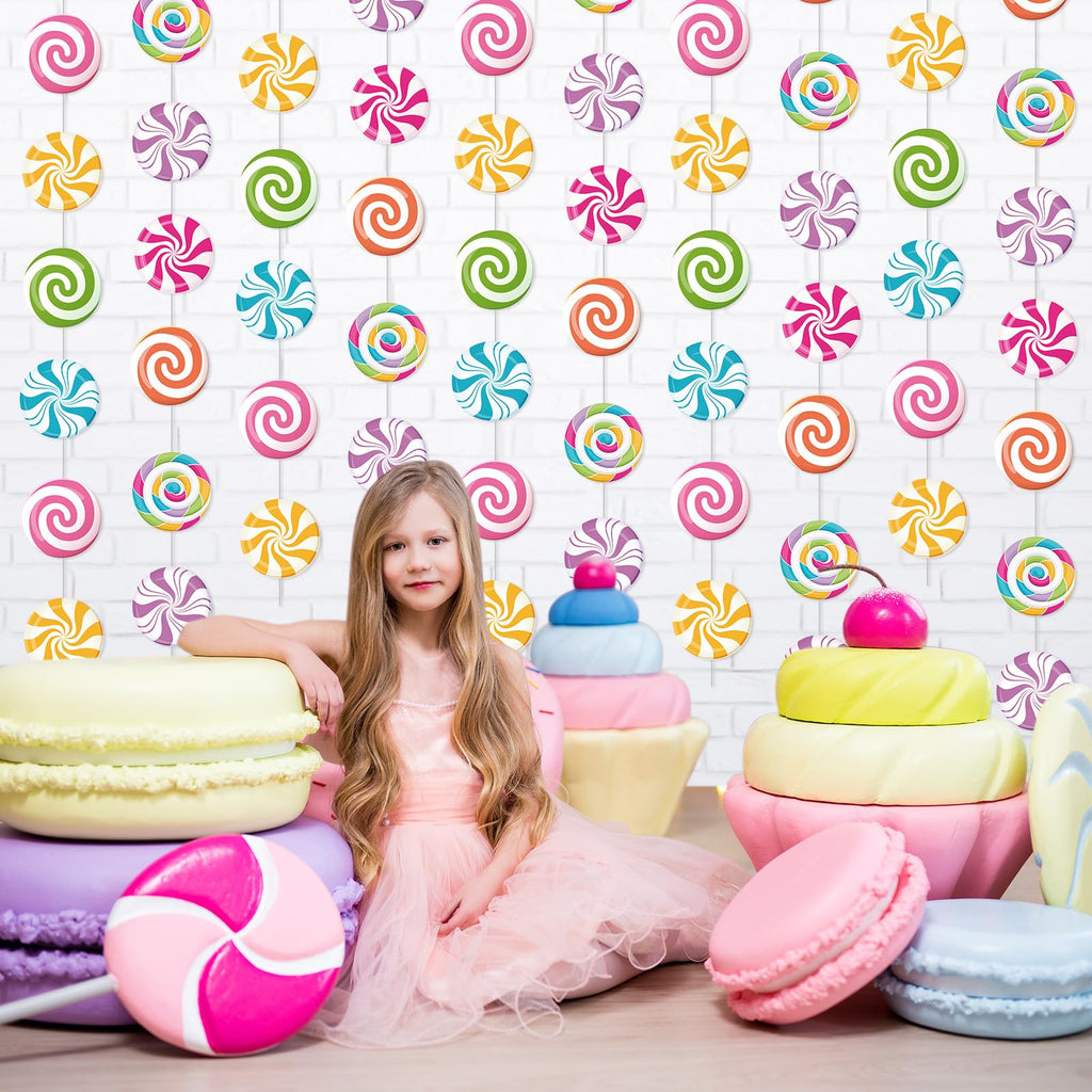 Capoda Candyland Party Decorations – 8-Piece Candy Garlands & Lollipop Banners