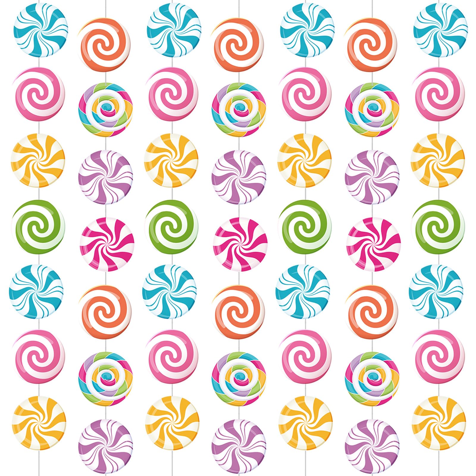 Capoda Candyland Party Decorations – 8-Piece Candy Garlands & Lollipop Banners