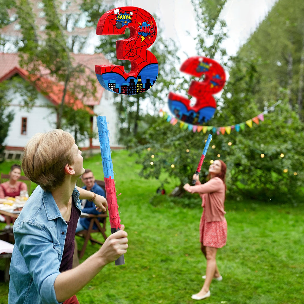 Capoda Number 3 Spider Piñata Bundle with Blindfold & Bat – 16.14 x 12.32 x 2.76 in
