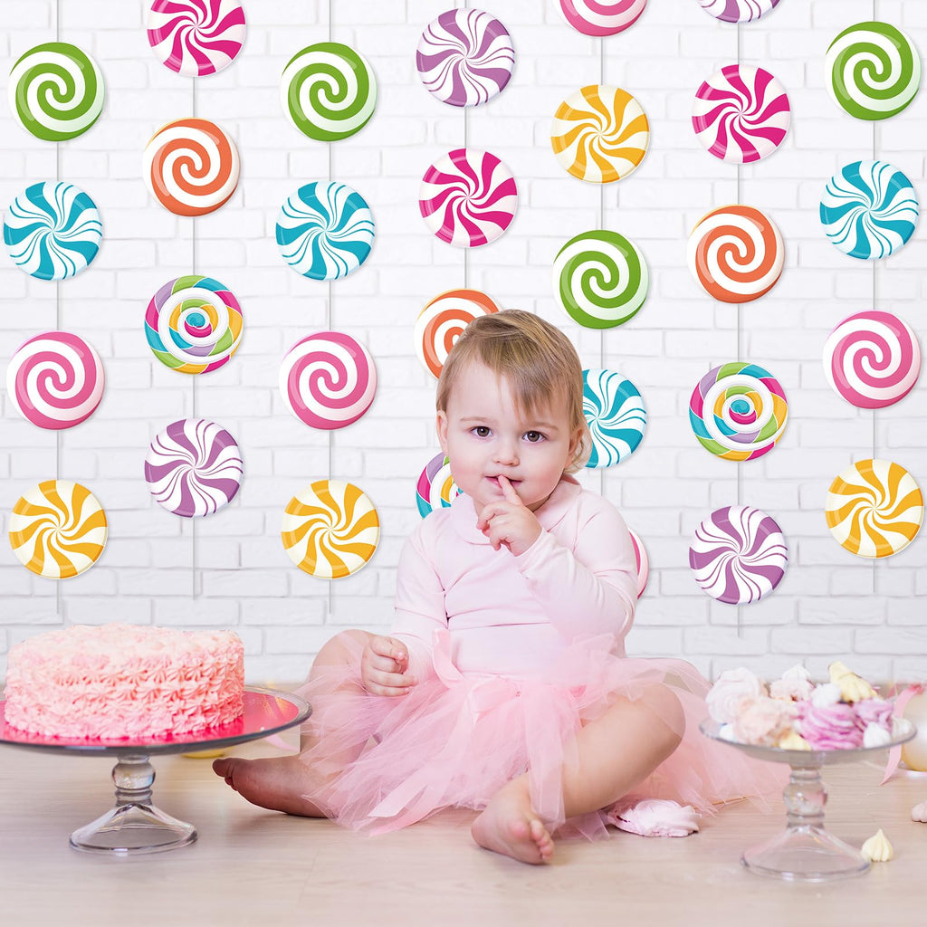 Capoda Candyland Party Decorations – 8-Piece Candy Garlands & Lollipop Banners