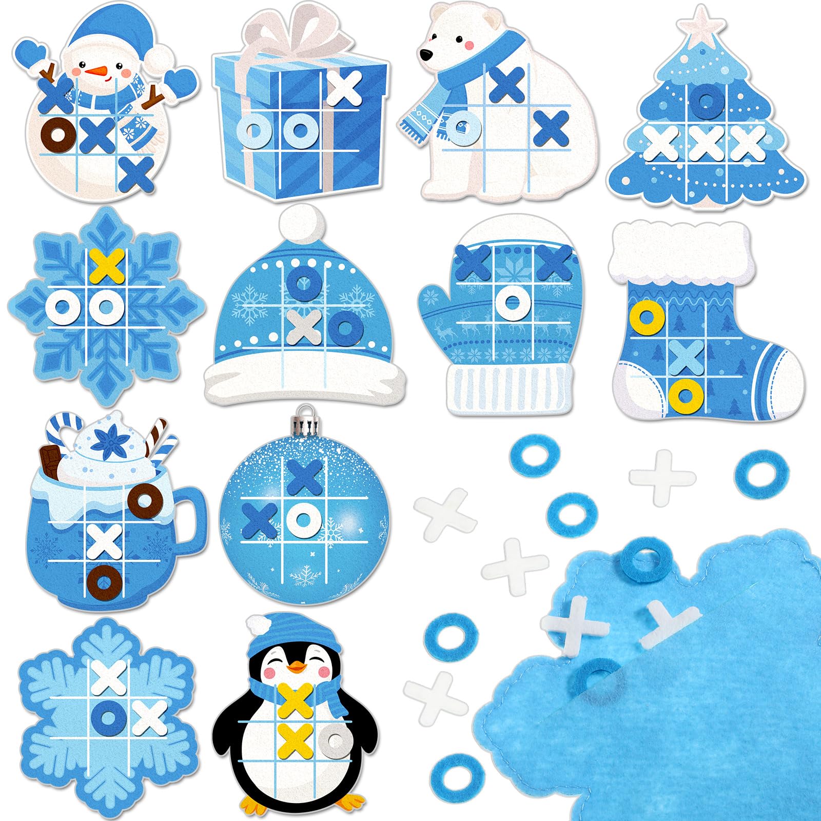 Capoda 24-Pack Winter Tic Tac Toe: Festive Desk Game & Party Favors