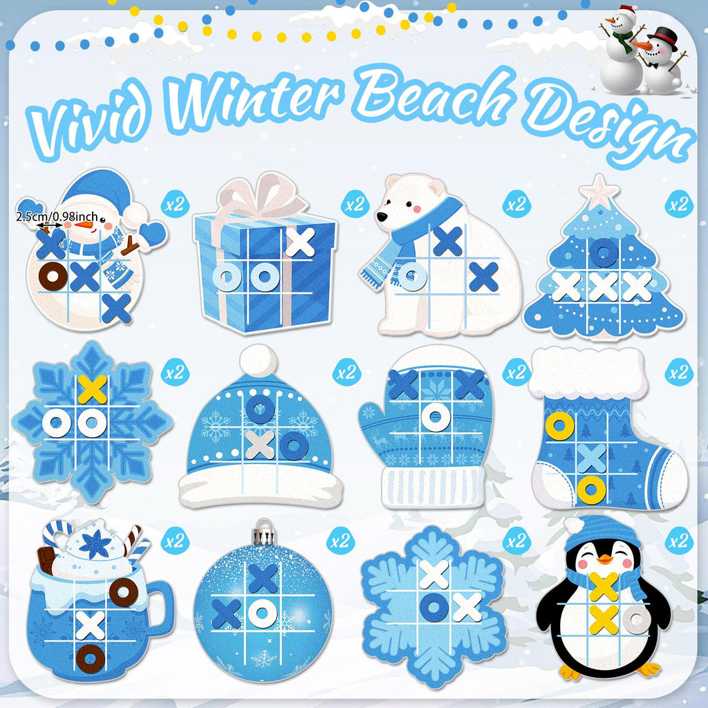 Capoda 24-Pack Winter Tic Tac Toe: Festive Desk Game & Party Favors