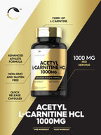 Carlyle Acetyl L-Carnitine HCL | 1000mg | 100 Capsules | Advanced Athlete Formula | Pre-Workout Supplement | Non-GMO & Gluten Free