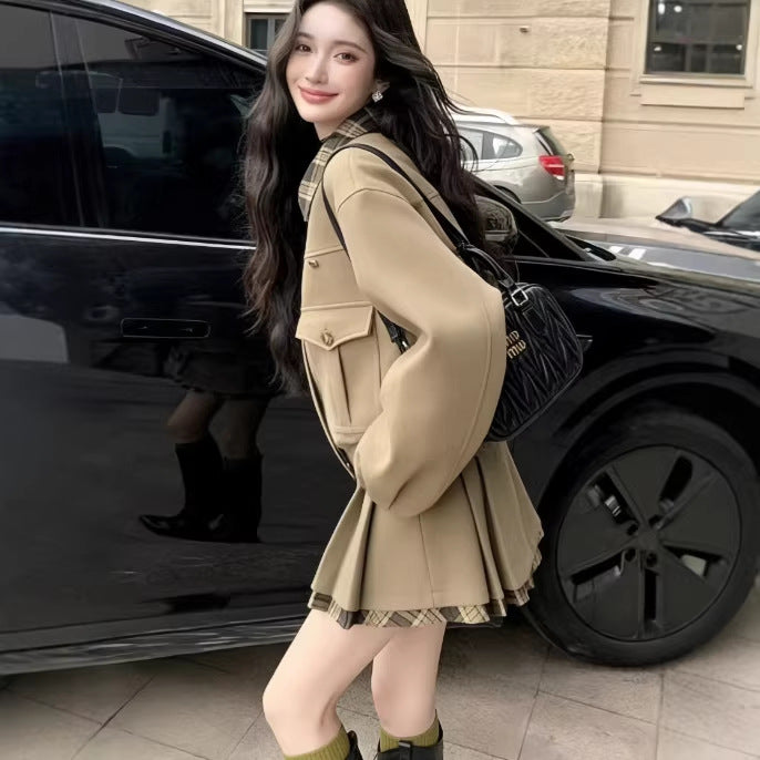 Women's Winter Preppy-Style Woolen Skirt