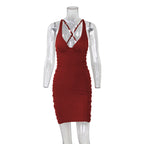 Sexy Deep V-neck Suspender Dress INS Fashion Slim Hip Backless Short Dresses Summer Women's Clothing