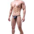 Black PU Leather Buckle-Up Thong