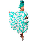 Women's Multi-color Split Skirt With Kimono Sleeves Plus-size Dress
