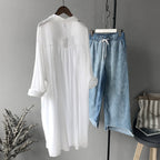 Cardigan Long Sleeve Sunscreen Coat Mid-length Shirt For Women