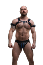 ruff GEAR Double Tone Leather Bulldog Harness Blue Black