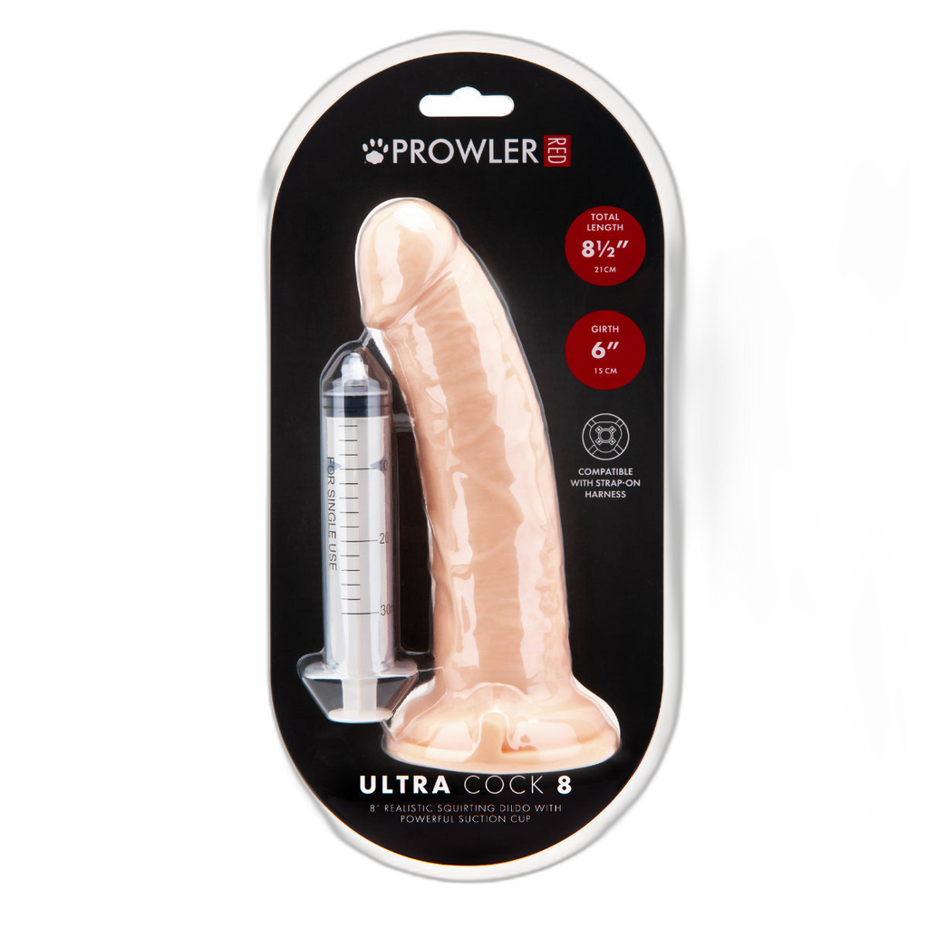 Prowler RED Ultra Cock Realistic Squirting Dildo Pink 8 Inch