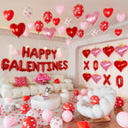CboDeco Happy Galentines Day Decorations Kit – Red Banner, Hearts & Balloons for Galentine's Party