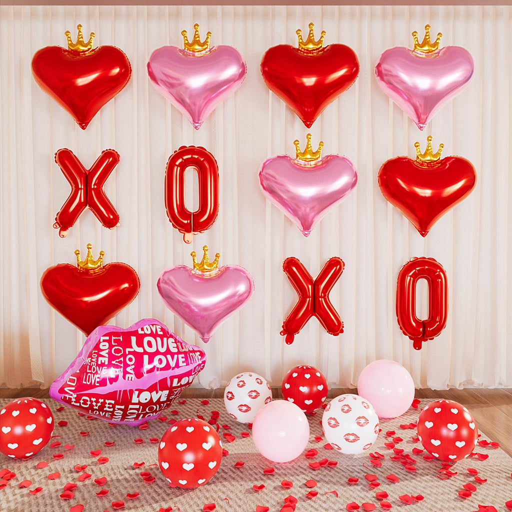 CboDeco Happy Galentines Day Decorations Kit – Red Banner, Hearts & Balloons for Galentine's Party