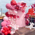 CboDeco Pink & Red Balloons Garland Arch Kit – Heart & Lip Balloons