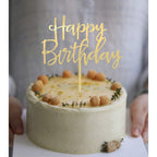 CC TOWN Happy Birthday Topper - Mirrored Gold Acrylic Cake Topper, 6x7 in, Food Safe