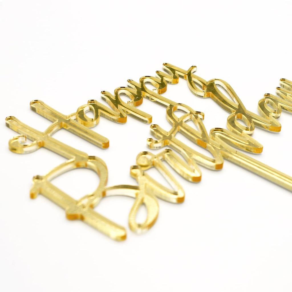 CC TOWN Happy Birthday Topper - Mirrored Gold Acrylic Cake Topper, 6x7 in, Food Safe