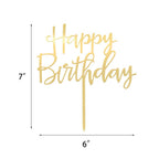 CC TOWN Happy Birthday Topper - Mirrored Gold Acrylic Cake Topper, 6x7 in, Food Safe