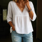 V-neck Pullover Multi-color Women's Blouse