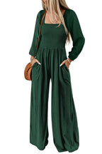 Smocked Square Neck Wide Leg Jumpsuit Women UK