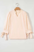 Striped Bow Cuff Pearl Embellished Blouse Women UK