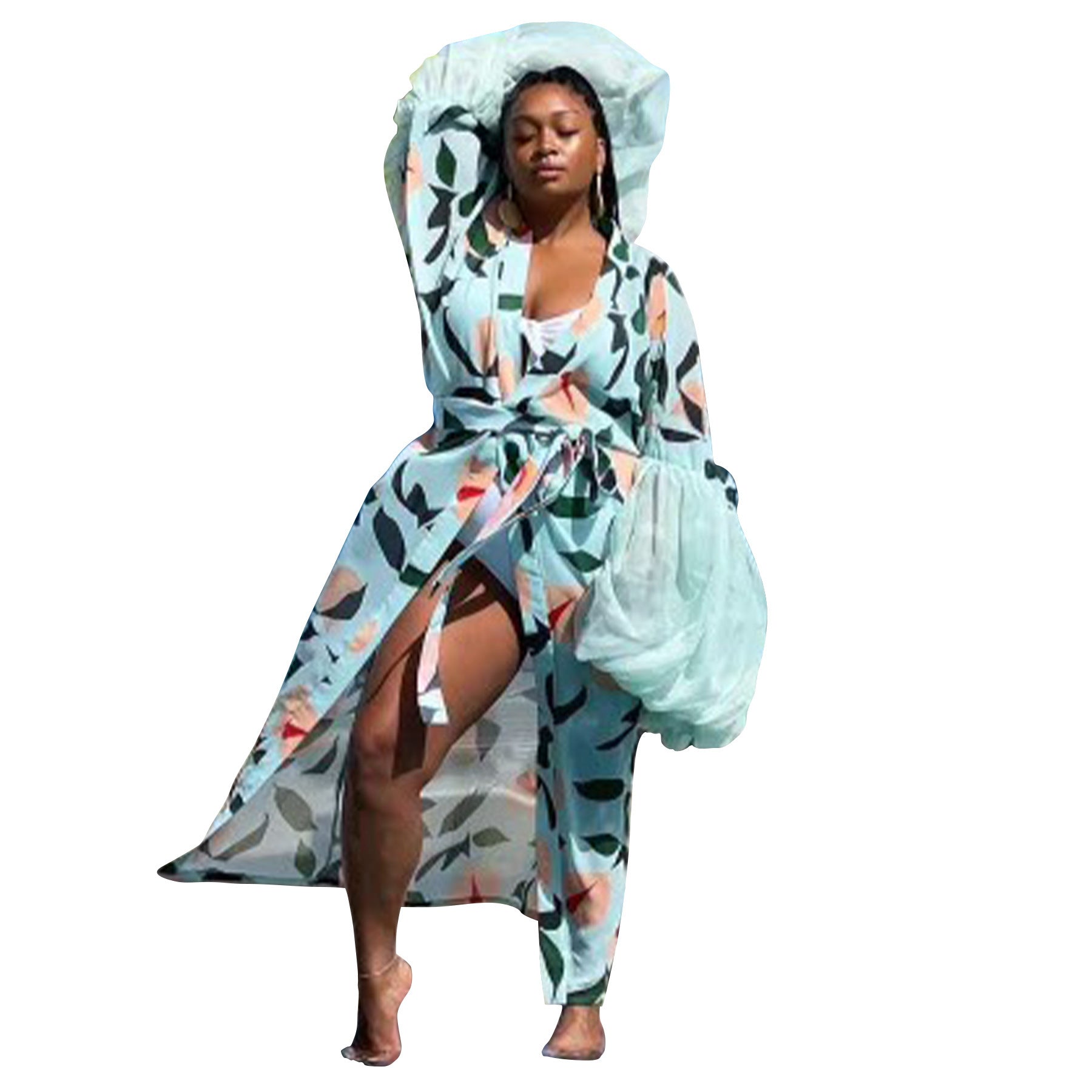 Holiday Sun Protection Shirt Beach Print Blouse Coat